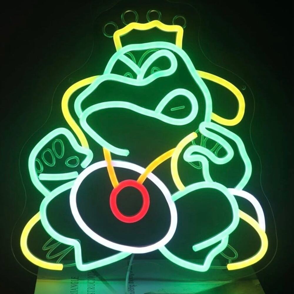 King Wart Neon Sign Super Mario Frog Night Light Room Wall Decor